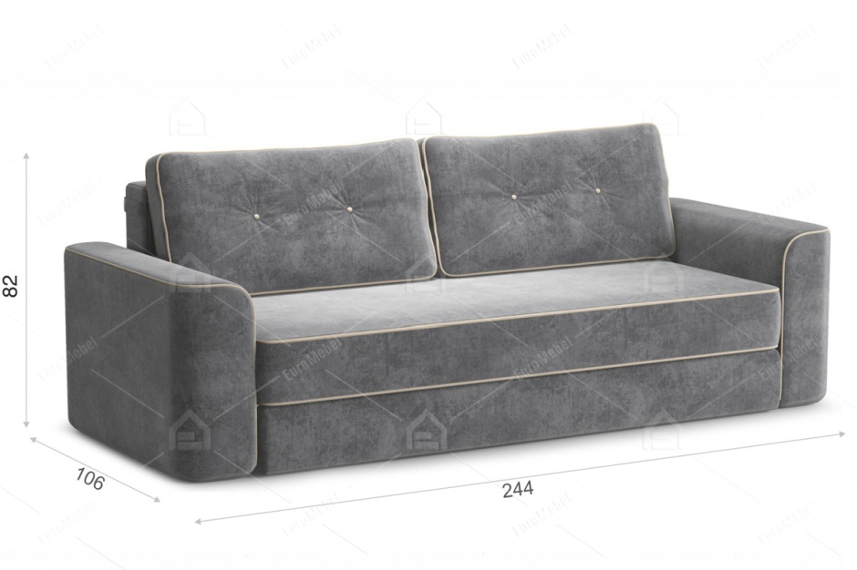 Диван прямой раскладной Сиеста, Ultra (grey), Ultra (sand), Империал (Россия)