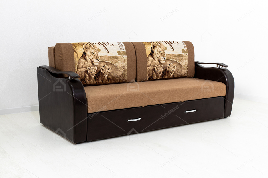 Диван прямой раскладной Аквамарин 7, КупонАфрикаЛьвы/MOBI11Диван, АСМ Классик (Россия)