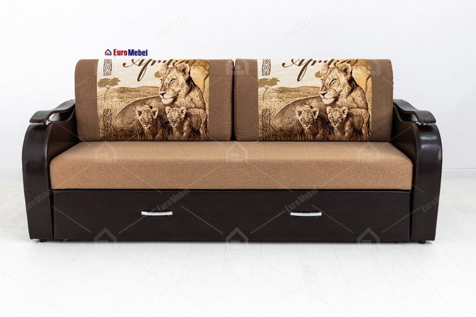 Диван прямой раскладной Аквамарин 7, КупонАфрикаЛьвы/MOBI11Диван, АСМ Классик (Россия)